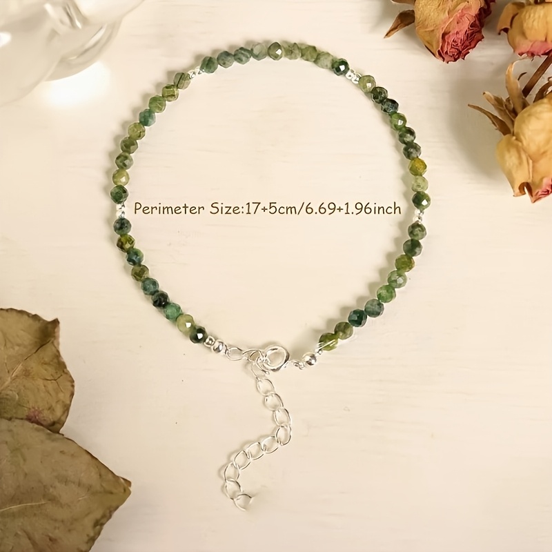 Natural Green Agate Minimalist Bead Bracelet, Wealth Protection